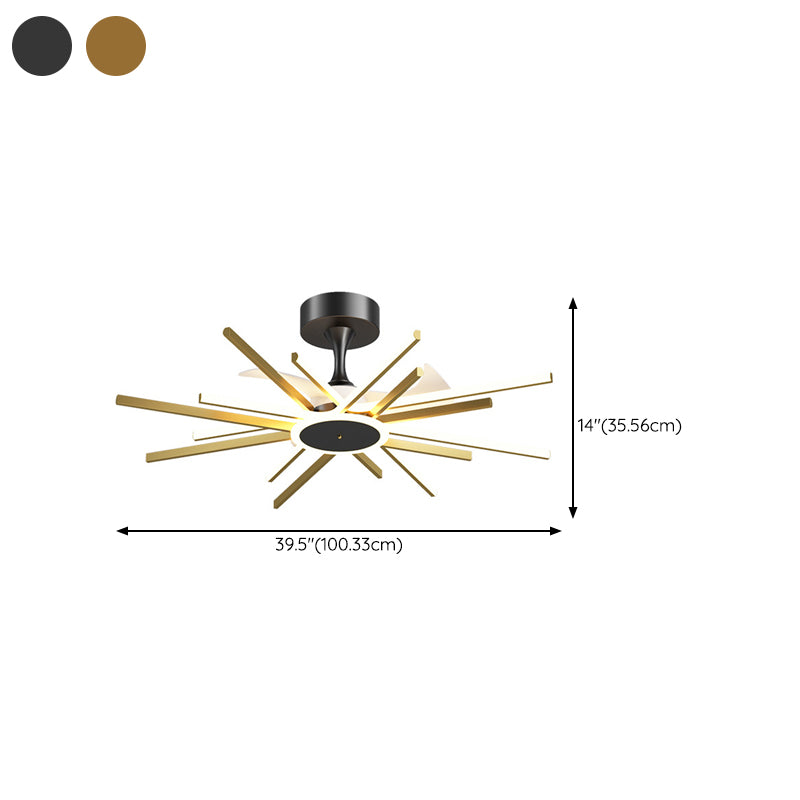 Modern Linear LED Ceiling Fan in Black / Gold Sphere Fan Light