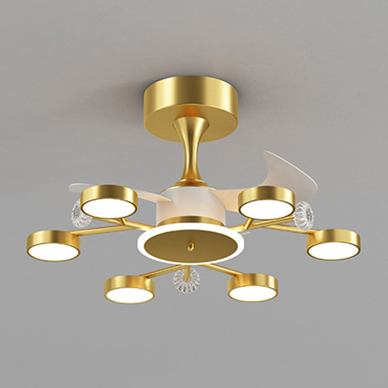 Multi - Light LED Fan Light Chandelier Metal & Acrylic Modern Ceiling Fan in Black / Gold