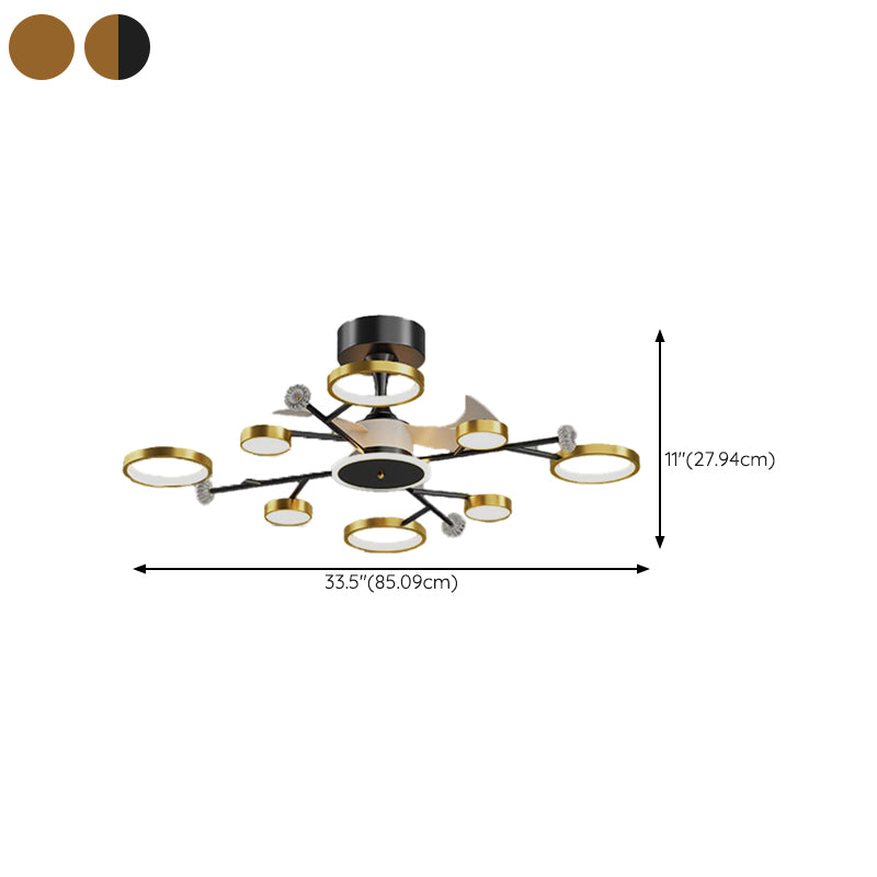 Multi - Light LED Fan Light Chandelier Metal & Acrylic Modern Ceiling Fan in Black / Gold