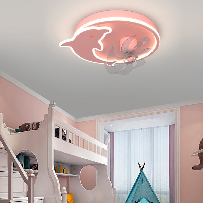 2 - Light LED Ceiling Fan Mount Blue / Pink Kids Style Ceiling Fan