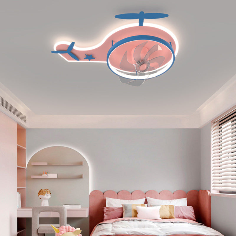 2 - Light LED Ceiling Fan Mount Blue / Pink Kids Style Ceiling Fan
