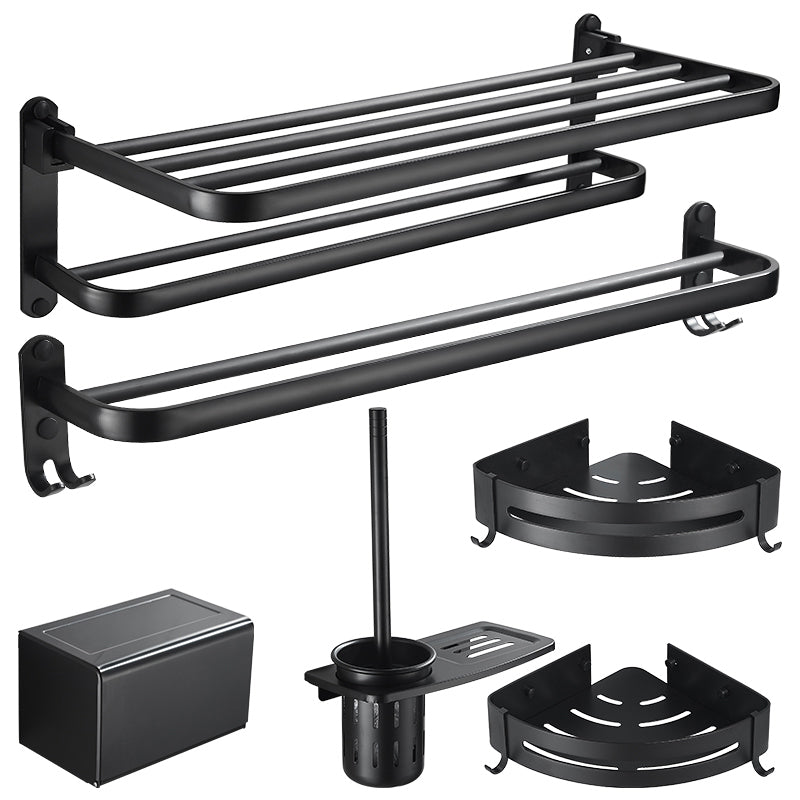 Modern Classic Bath Hardware Set Matte Black Robe Hooks/Towel Bar & Bath Shelf