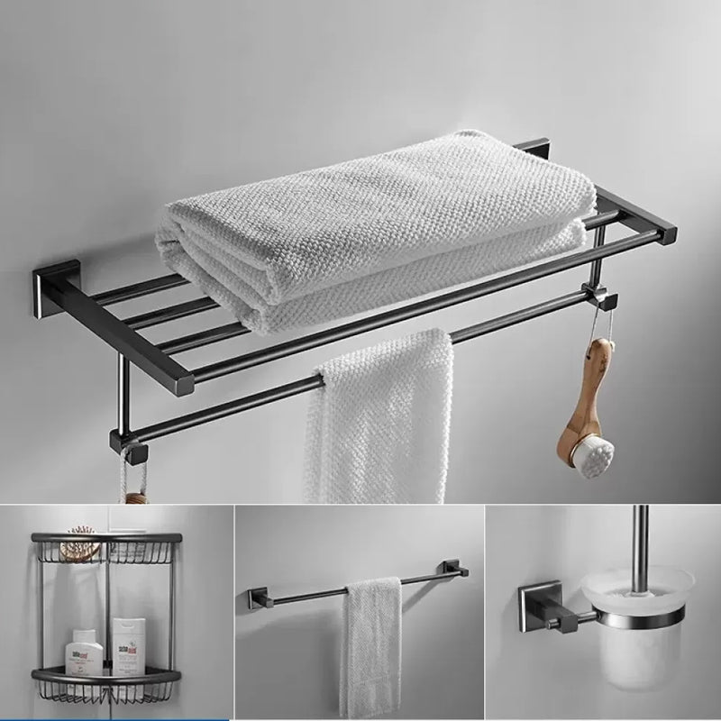 Traditional Brass Bathroom Accessory Set Grey Bath Accessory kit