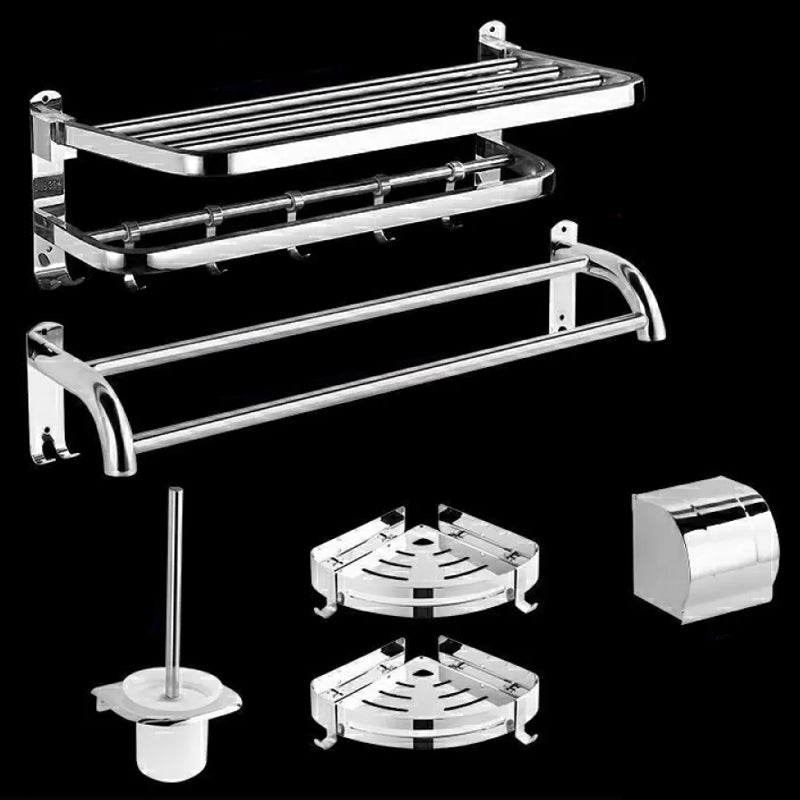 Modern Bath Hardware Set Paper Holder Bath Shelf Silver Bathroom Accessory Kit