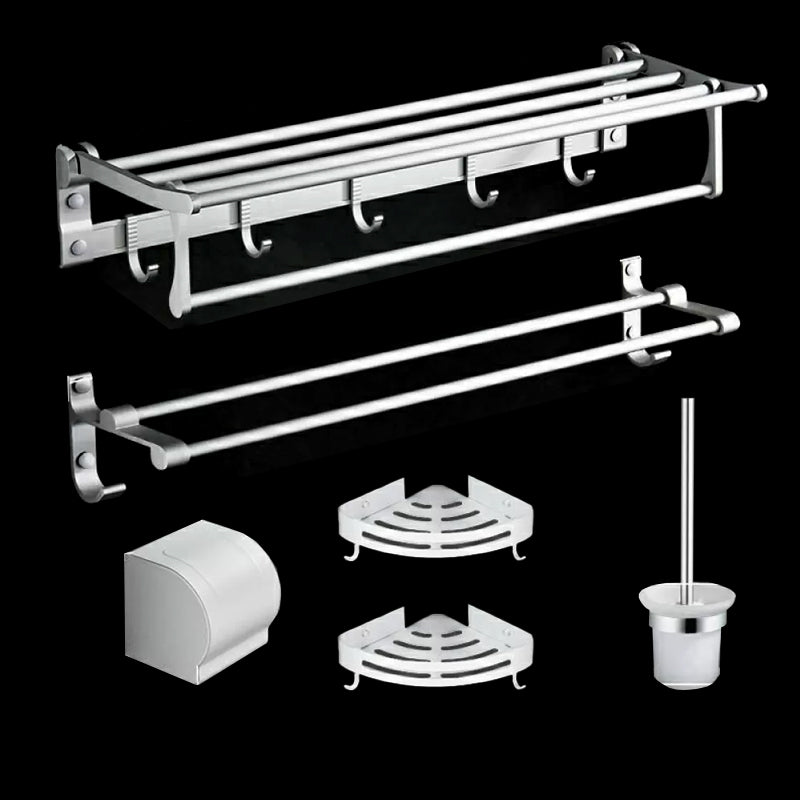 Modern Bath Hardware Set Paper Holder Bath Shelf Silver Bathroom Accessory Kit