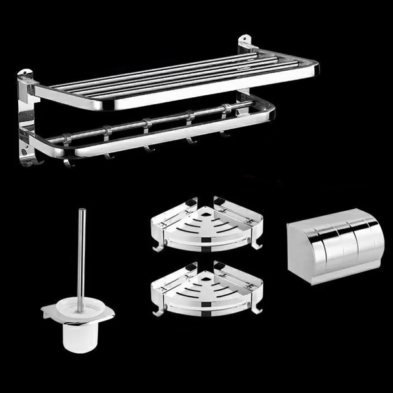 Modern Bath Hardware Set Paper Holder Bath Shelf Silver Bathroom Accessory Kit