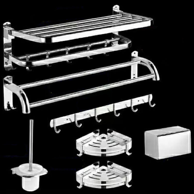 Modern Bath Hardware Set Paper Holder Bath Shelf Silver Bathroom Accessory Kit