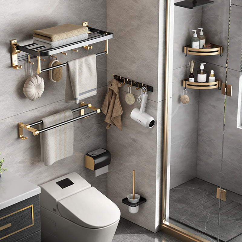 Modernism Bathroom Accessories Hardware Set Black & Golden Bath Shelf/Towel Bar