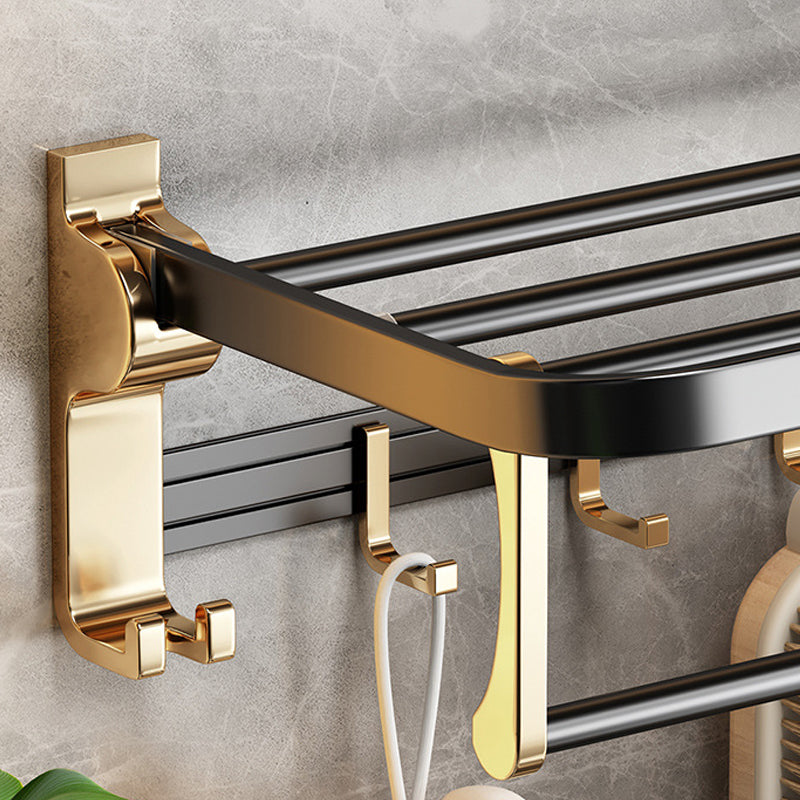 Modernism Bathroom Accessories Hardware Set Black & Golden Bath Shelf/Towel Bar