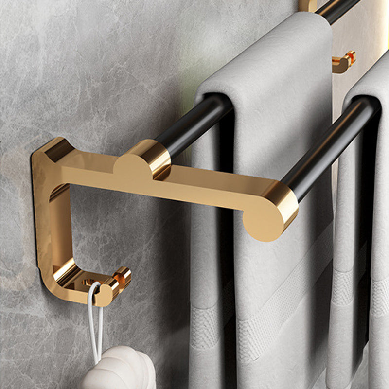 Modernism Bathroom Accessories Hardware Set Black & Golden Bath Shelf/Towel Bar