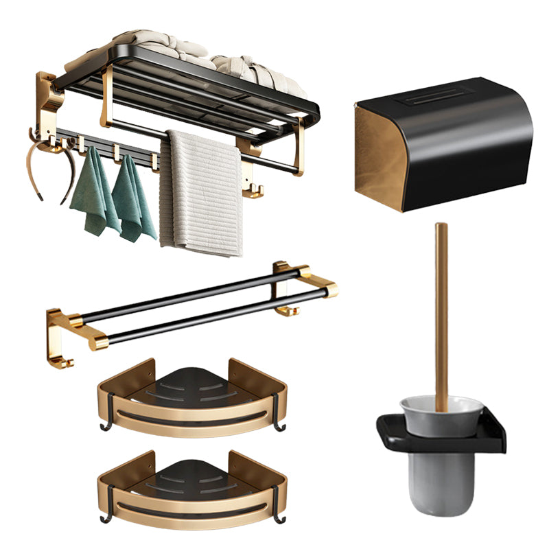 Modernism Bathroom Accessories Hardware Set Black & Golden Bath Shelf/Towel Bar