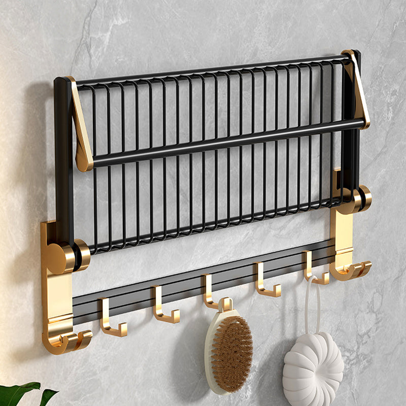 Modernism Bathroom Accessories Hardware Set Black & Golden Bath Shelf/Towel Bar