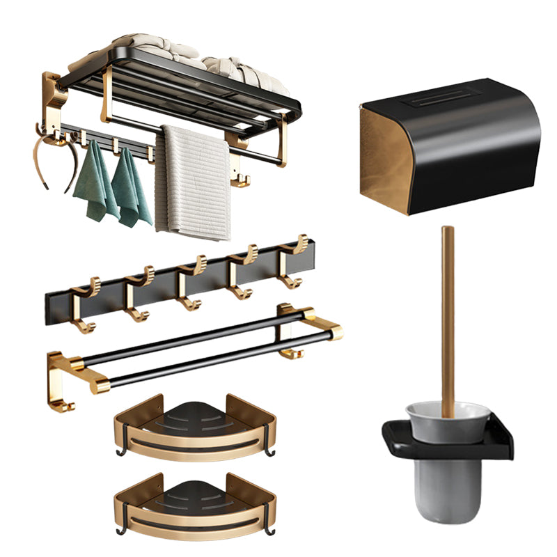 Modernism Bathroom Accessories Hardware Set Black & Golden Bath Shelf/Towel Bar