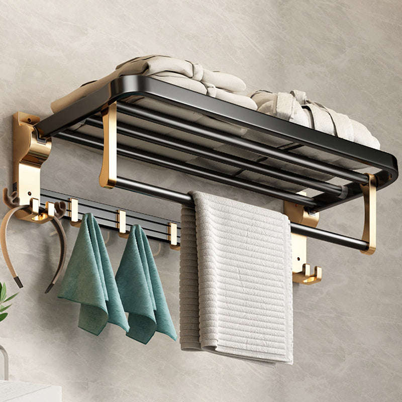 Modernism Bathroom Accessories Hardware Set Black & Golden Bath Shelf/Towel Bar