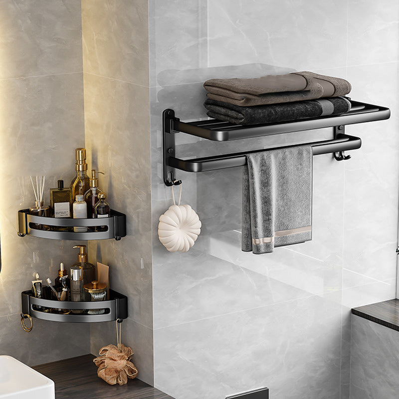 Black Aluminum Bathroom Accessory Set Modern Bath Shelf/ Towel Bar & Paper Holder