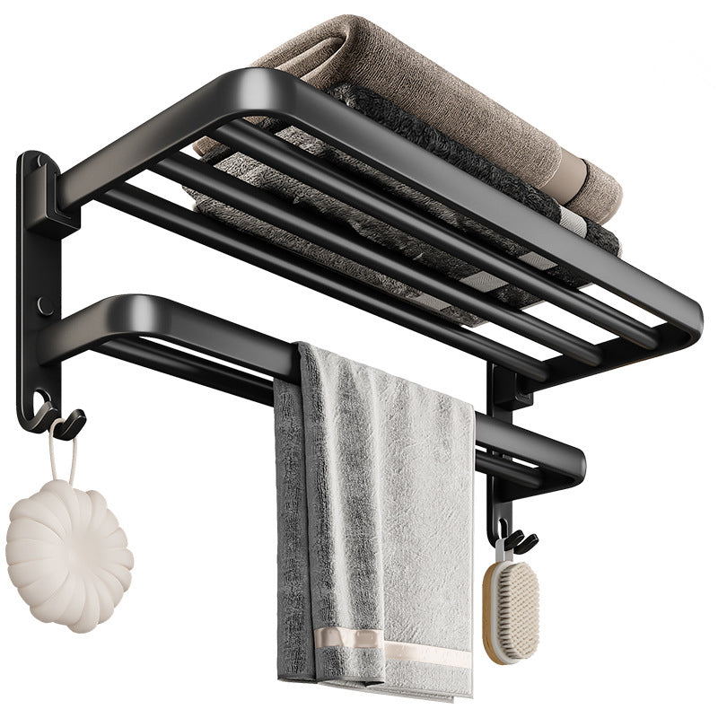 Black Aluminum Bathroom Accessory Set Modern Bath Shelf/ Towel Bar & Paper Holder