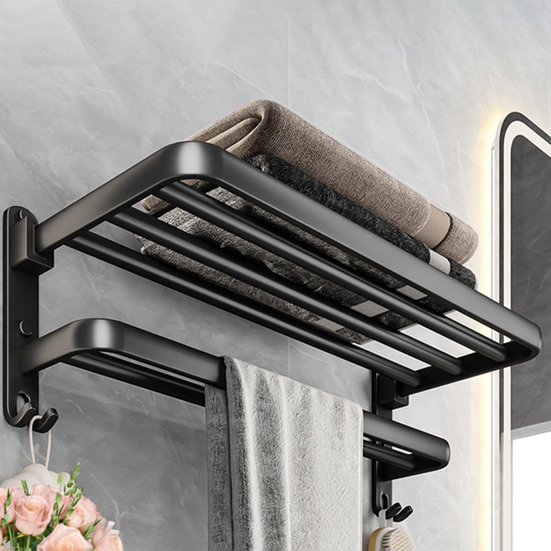 Black Aluminum Bathroom Accessory Set Modern Bath Shelf/ Towel Bar & Paper Holder