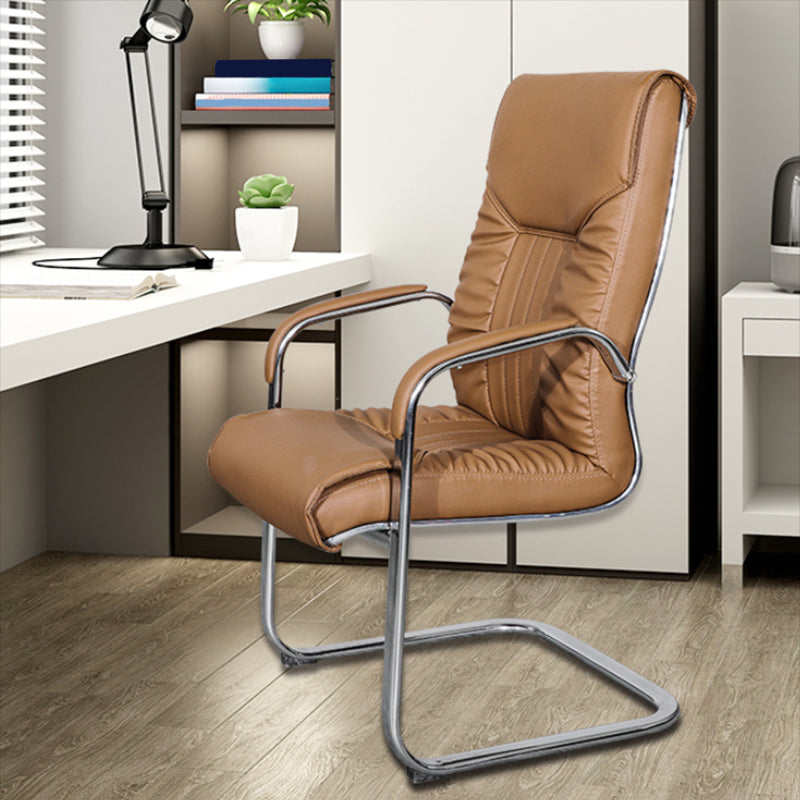 Modern Fixed Arms Office Chair Leather Task Chair for Office