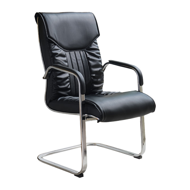 Modern Fixed Arms Office Chair Leather Task Chair for Office