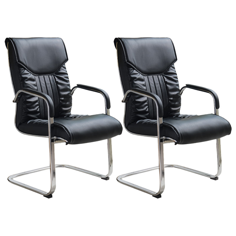 Modern Fixed Arms Office Chair Leather Task Chair for Office