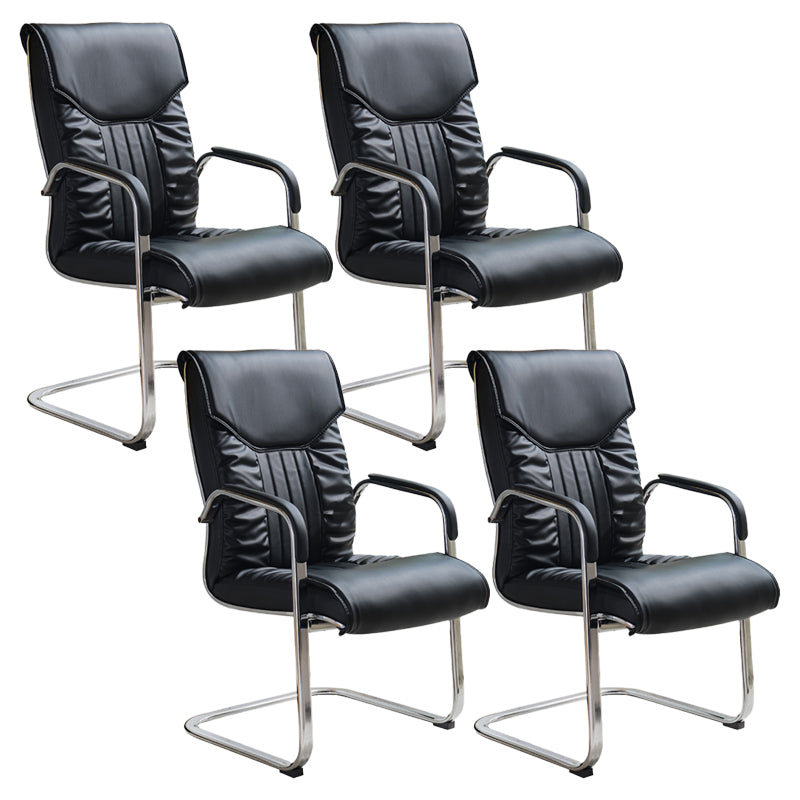 Modern Fixed Arms Office Chair Leather Task Chair for Office