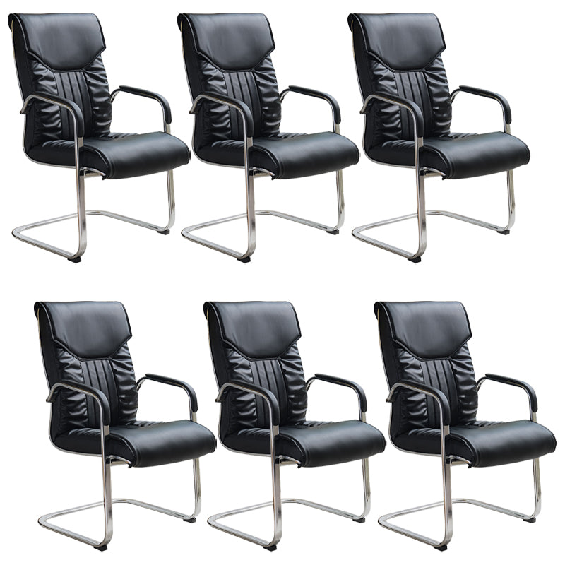 Modern Fixed Arms Office Chair Leather Task Chair for Office