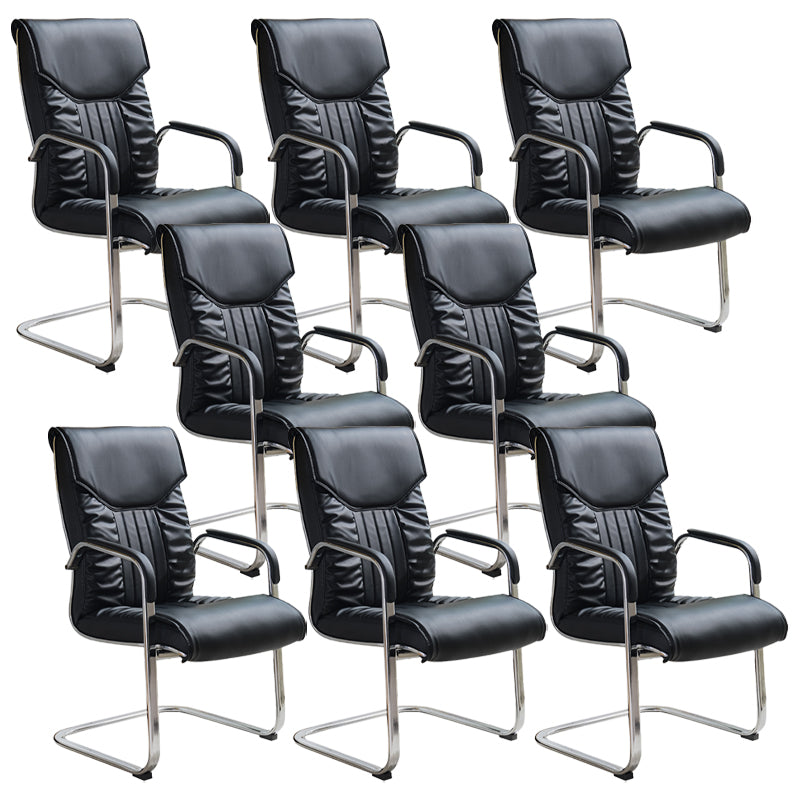 Modern Fixed Arms Office Chair Leather Task Chair for Office