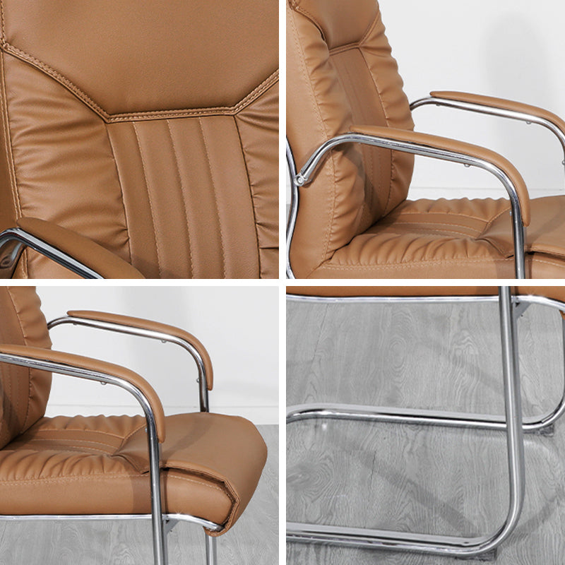 Modern Fixed Arms Office Chair Leather Task Chair for Office