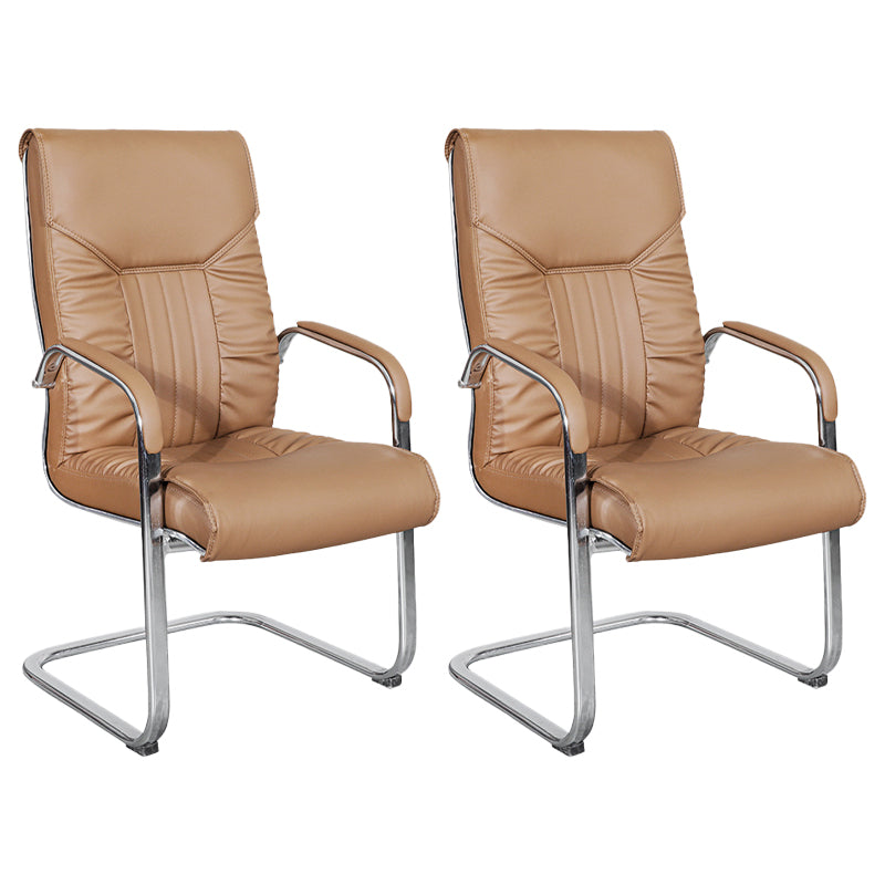 Modern Fixed Arms Office Chair Leather Task Chair for Office