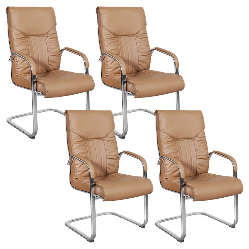 Modern Fixed Arms Office Chair Leather Task Chair for Office