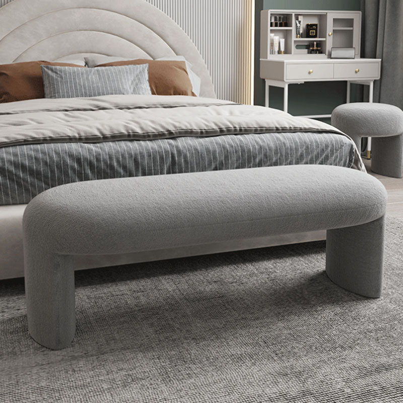 Contemporary Upholstered Bench Oval 17.5" Height Bedroom Bench with Legs