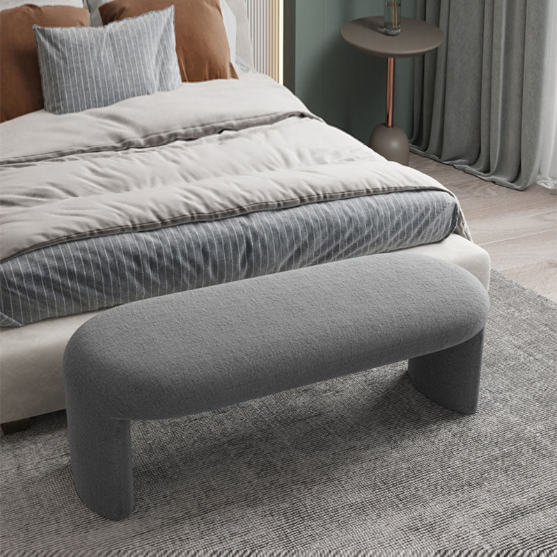 Contemporary Upholstered Bench Oval 17.5" Height Bedroom Bench with Legs