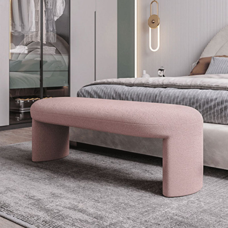 Contemporary Upholstered Bench Oval 17.5" Height Bedroom Bench with Legs