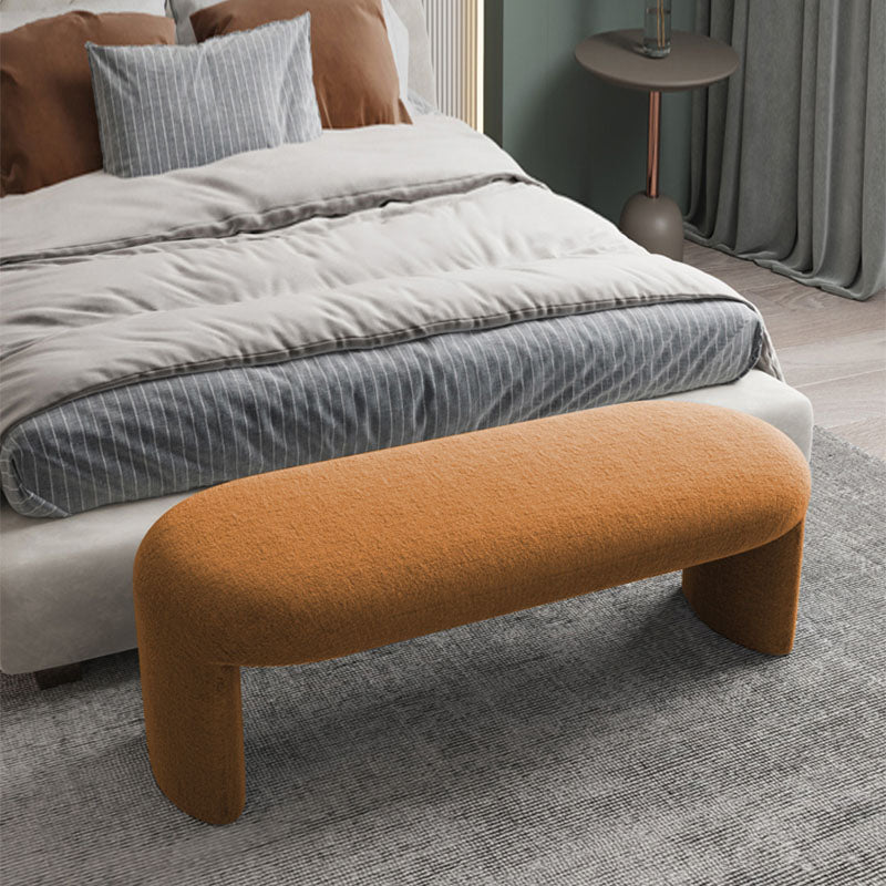 Contemporary Upholstered Bench Oval 17.5" Height Bedroom Bench with Legs