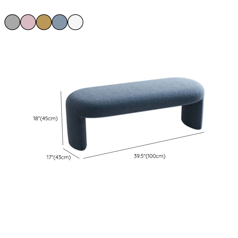 Contemporary Upholstered Bench Oval 17.5" Height Bedroom Bench with Legs