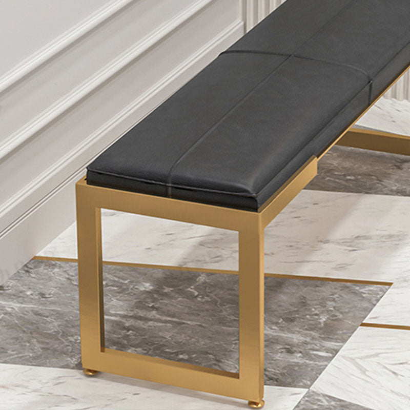 Contemporary Upholstered Bench Bedroom Rectangle Bench with Metal Legs