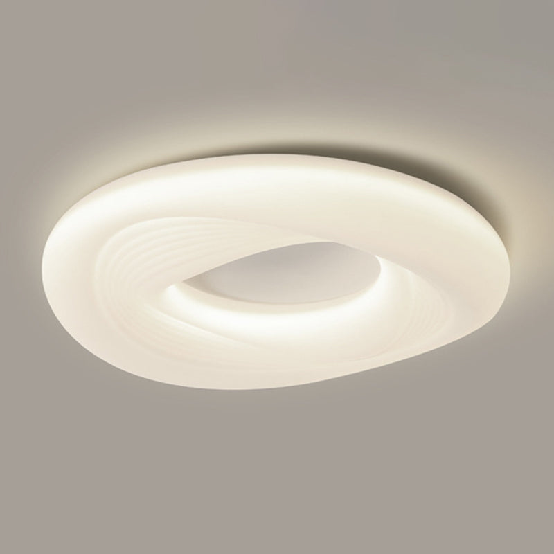 White Shaded Ceiling Light Contemporary LED Flush Mount Lighting for Room