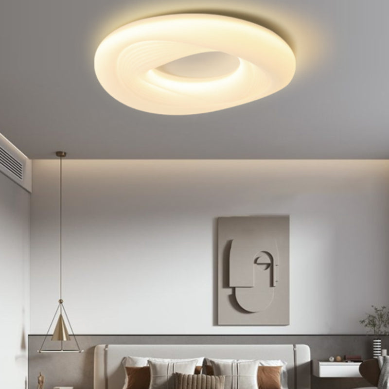 White Shaded Ceiling Light Contemporary LED Flush Mount Lighting for Room