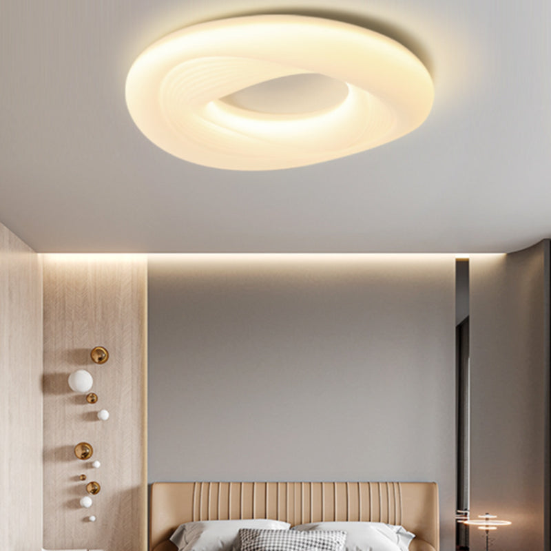 White Shaded Ceiling Light Contemporary LED Flush Mount Lighting for Room