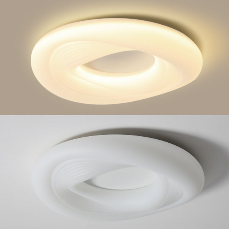 White Shaded Ceiling Light Contemporary LED Flush Mount Lighting for Room