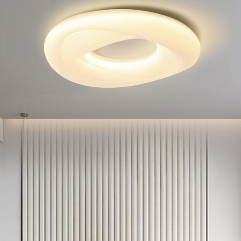 White Shaded Ceiling Light Contemporary LED Flush Mount Lighting for Room