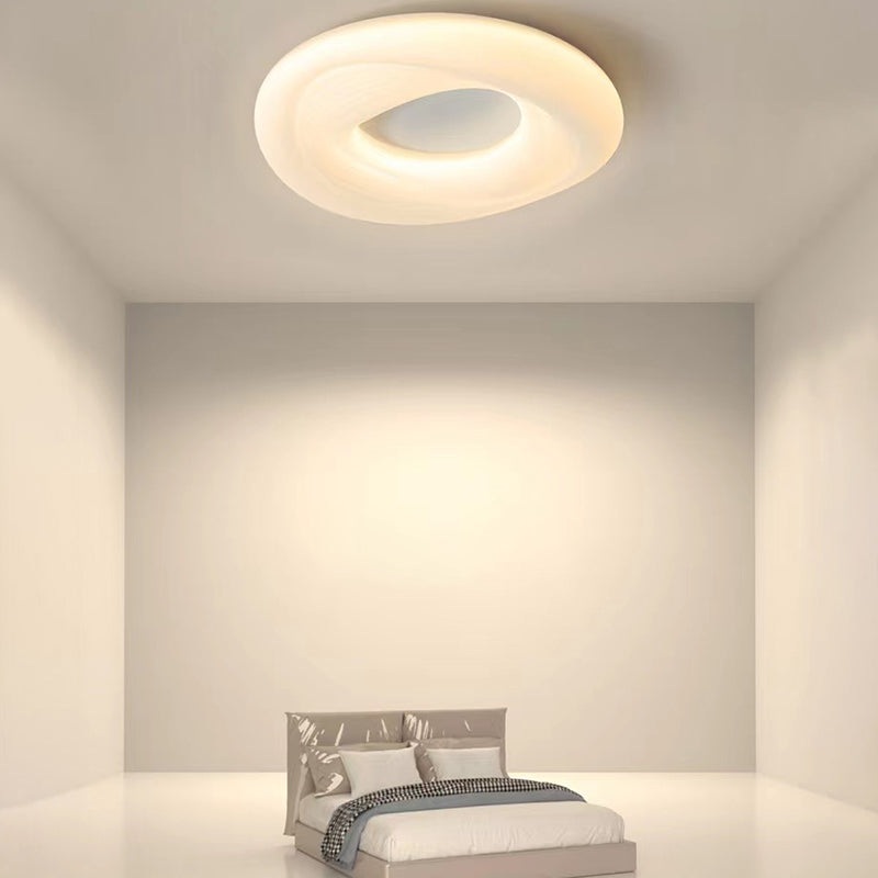 White Shaded Ceiling Light Contemporary LED Flush Mount Lighting for Room