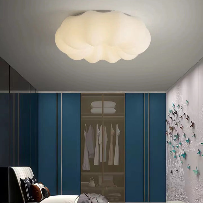 Modern LED Ceiling Light White Shaded Flush Mount Lighting for Dining Room