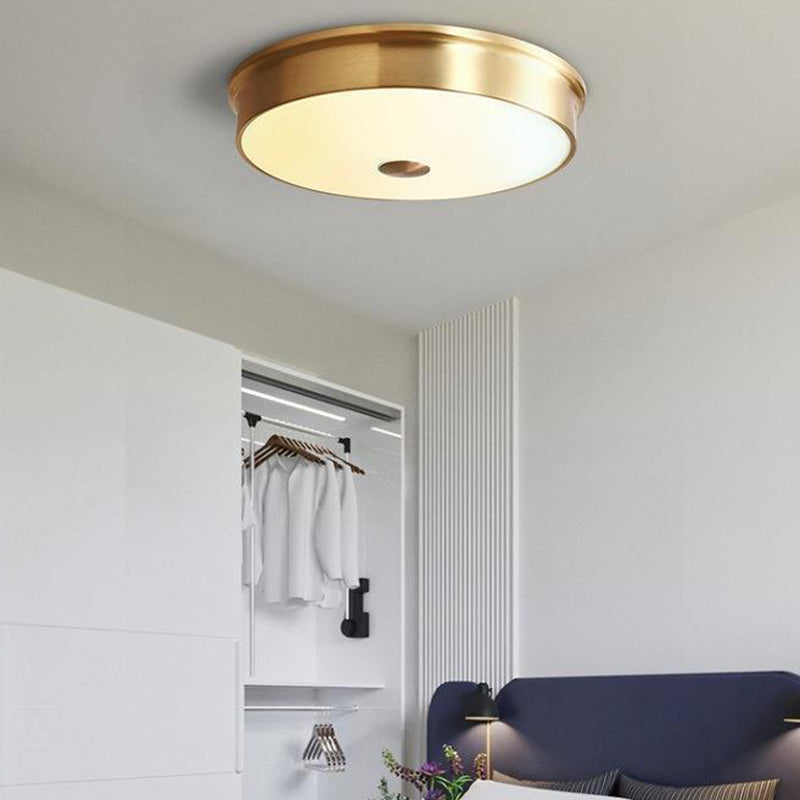 Gold Ceiling Light Modern Ceiling Mount Light with Glass Shade for Bedroom