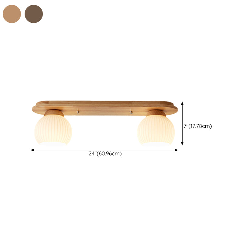 Modern Ceiling Light Wooden Ceiling Mount Light with Glass Shade for Bedroom