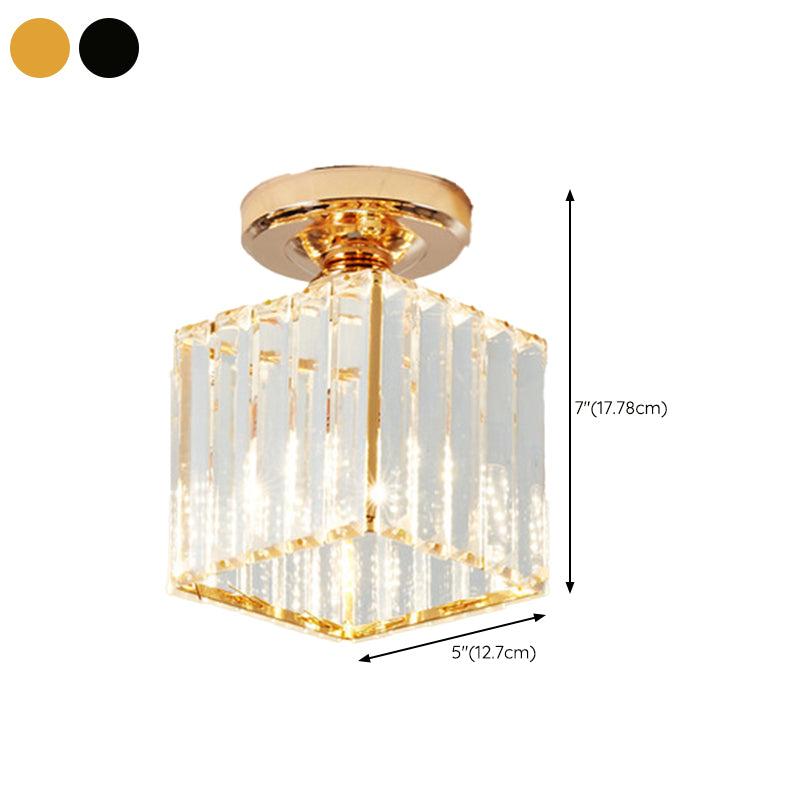 1-Light Ceiling Light Modern Ceiling Mount Light with Crystal Shade for Bedroom