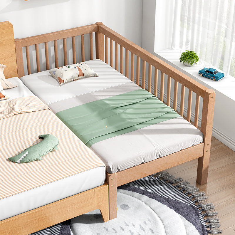 Contemporary Solid Wood Nursery Crib with Guardrail in Natural