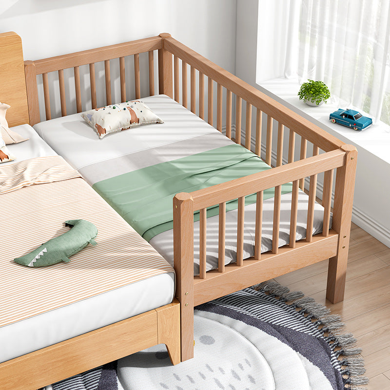 Contemporary Solid Wood Nursery Crib with Guardrail in Natural