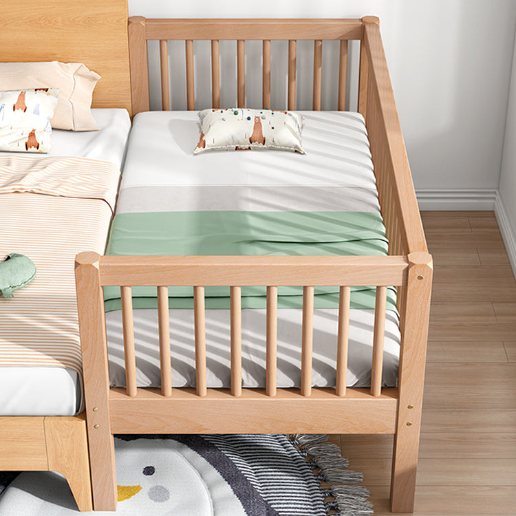 Contemporary Solid Wood Nursery Crib with Guardrail in Natural