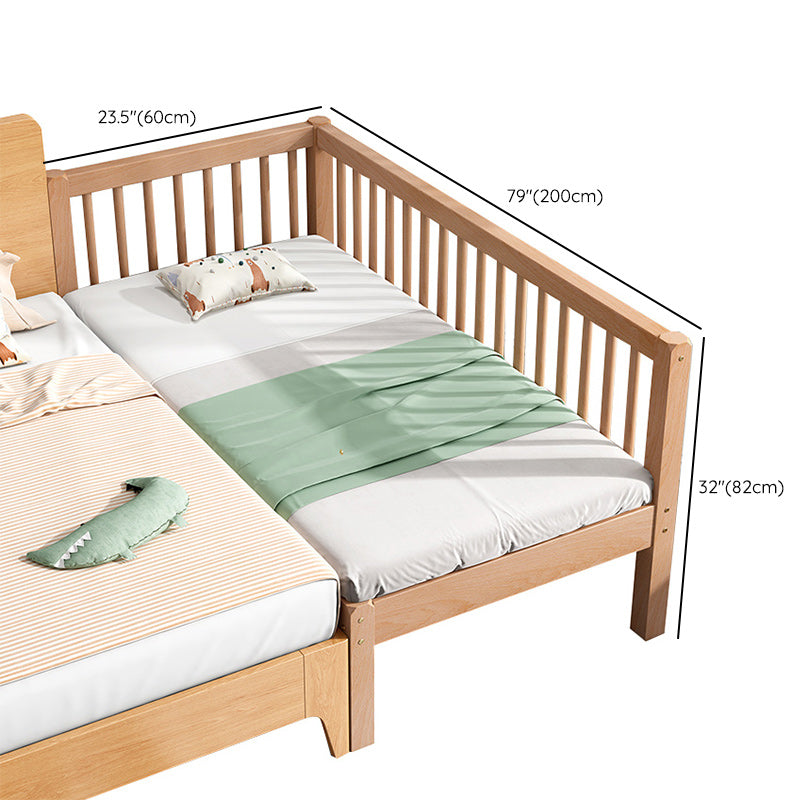 Contemporary Solid Wood Nursery Crib with Guardrail in Natural